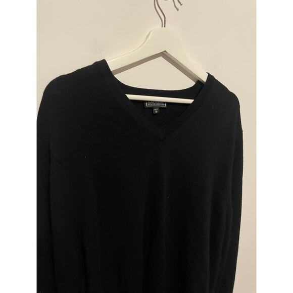 Express Men's Sweater Size XL V-neck Long Sleeve Modern Fit Fine Merino Wool Blk - Picture 2 of 4
